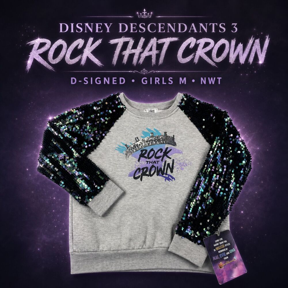 Disney Descendants D-Signed Girls M Rock That Crown Sequin Sleeve Sweatshirt